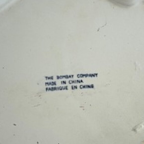 Vintage Bombay Company Chinoiserie Blue and White Porcelain tray, wooden stand - Picture 10 of 16